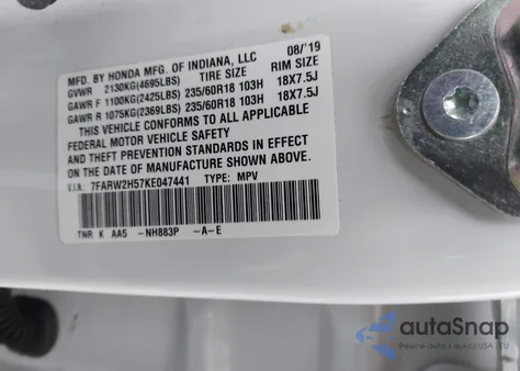 2019 Honda Cr-V Ex из США, поврежденный, VIN 7FARW2H57KE047441